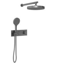 Душевая система Vincea Inspire VSFW-422TI2GM, термостатическая, на 2 потребителя, воронёная сталь, gunmetal