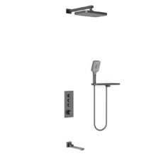 Душевая система Vincea, термостатическая, 3 потребителя, с изливом, воронёная сталь, gunmetal, VSFW-431T1RGM