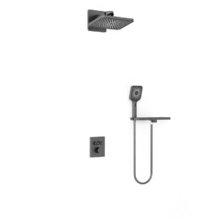 Душевая система Vincea Inspire VSFW-3I21MT4RGM, термостатическая, с полкой, воронёная сталь, gunmetal