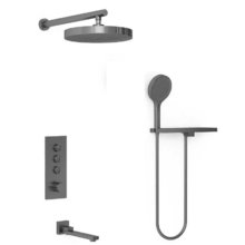 Душевая система Vincea Inspire VSFW-433TI2RGM, термостатическая, на 3 потребителя, воронёная сталь, gunmetal
