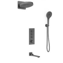 Душевая система Vincea Inspire VSFW-433TI1GM, термостатическая, на 3 потребителя, воронёная сталь, gunmetal