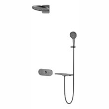 Душевая система Vincea Futura VSFW-2F12TGM, термостатическая, на 3 потребителя, воронёная сталь, gunmetal