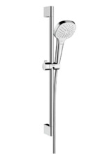 Душевой гарнитур Hansgrohe 26582400 Croma Select E Vario, штанга 65 см, корпус хром, лицевая часть белая, 3 режима струи