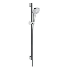 Душевой гарнитур Hansgrohe Croma Select E Multi EcoSmart 26591400, штанга 90 см, корпус хром, лицевая часть белая, 3 режима струи