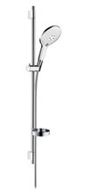 Душевой гарнитур Hansgrohe Raindance Select S 150 3iet с мыльницей 27803400, штанга 90 см, корпус хром, лицевая часть белая, 3 режима струи