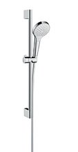 Душевой гарнитур Hansgrohe Croma Select S Vario EcoSmart 26563400, штанга 65 см, корпус хром, лицевая часть белая, 3 режима струи