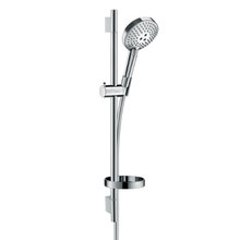 Душевой гарнитур Hansgrohe Raindance Select S 120 3jet PowderRain 27654000, штанга 65 см, корпус хром, лицевая часть белая, 3 режима струи