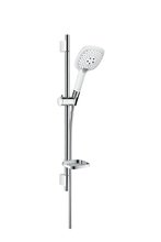 Душевой гарнитур Hansgrohe Raindance Select 150 3jet 27856400, корпус хром, лицевая часть белая 150 мм, 3 режима струи