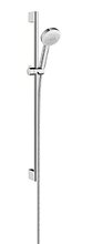Душевой гарнитур Hansgrohe Crometta 100 1jet 26658400, штанга 90 см, корпус хром, лицевая часть белая, 1 режим струи