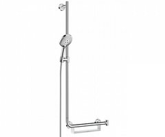 Душевой гарнитур Hansgrohe Raindance Select S 120 3jet 26324000, штанга 110 см, корпус хром, лицевая часть белая, 3 режима струи