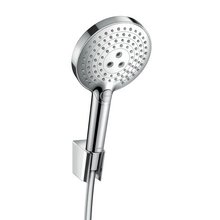 Душевой гарнитур Hansgrohe Raindance Select S 120 3jet EcoSmart 9 л/мин/UComfort штанга 65 см 26321400, корпус хром, лицевая часть белая, 3 режима струи