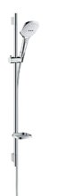 Душевой гарнитур Hansgrohe Raindance Select E 120 EcoSmart /Unica'S Puro 26623400, корпус хром, лицевая часть белая, 3 режима струи