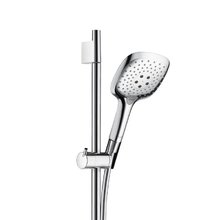 Душевой гарнитур Hansgrohe Raindance Select 150 3jet 27856000, корпус хром, лицевая часть белая 150 мм