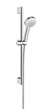 Душевой гарнитур Hansgrohe Crometta 100 1jet 26652400, штанга 65 см, корпус хром, лицевая часть белая, 1 режим струи