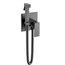 Гигиенический душ Boheme Qubic, 477-GM, со смесителем, вороненая сталь, gunmetal