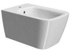 Биде GSI Nubes 9665111 подвесное, с отверстием под смеситель, белый глянцевый