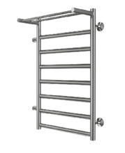 Полотенцесушитель водяной Terminus Хендрикс П8 500х800 бп500 слева, ширина 58 см, высота 80 см, боковое левое подключение 50 см, с полкой, цвет нержавеющая сталь