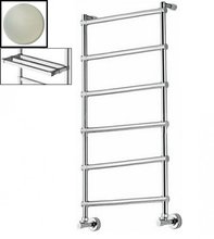 Полотенцесушитель водяной Margaroli Sole 4424706BNP, с полкой, высота 107.2 см, ширина 53 см, шлифованный никель