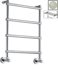 Полотенцесушитель водяной Margaroli Sole 442 4424704BNP, с полкой, высота 72 см, ширина 53 см, шлифованный никель