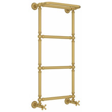 Полотенцесушитель водяной Сунержа Ренессанс 1386, высота 96 см, ширина 40 см, нижнее подключение 40 см, с полкой, цвет матовое золото, 032-0281-9640