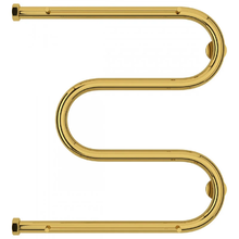 Полотенцесушитель водяной Сунержа М-образный+, высота 50 см, ширина 50 см, боковое подключение 50 см, с 2 полками, цвет золото, 03-4008-5050