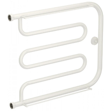 Полотенцесушитель водяной Сунержа Лира+ 12-4012-5065, высота 50 см, ширина 65 см, боковое подключение 50 см, с 2 полками, цвет белый