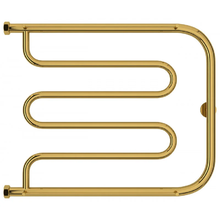 Полотенцесушитель водяной Сунержа Лира+, высота 50 см, ширина 65 см, боковое подключение 50 см, с 2 полками, цвет золото, 03-4012-5065