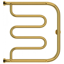 Полотенцесушитель водяной Сунержа Лира+, высота 50 см, ширина 50 см, боковое подключение 50 см, с 2 полками, цвет золото, 03-4012-5050