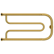 Полотенцесушитель водяной Сунержа Гусли+, высота 32 см, ширина 65 см, боковое подключение 32 см, с 2 полками, цвет золото, 03-4010-3265