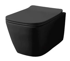 Подвесной безободковый унитаз Azario Boca AZ-2002-MB, крышка микролифт, черный матовый