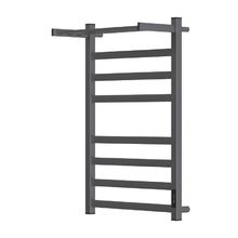 Полотенцесушитель электрический Point Меркурий PN83858PGR, ширина 50 см, высота 80 см, диммер справа, с полкой, цвет графит премиум