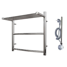 Полотенцесушитель электрический Point Серия 04, П2, ширина 50 см, высота 50 см, ТЭН слева/справа, с полкой, хром, PN04155PE