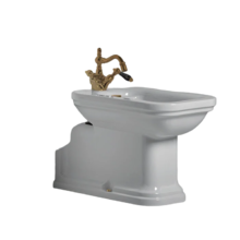 Биде напольное Kerasan Waldorf 4120K3bi/br*1 удлиненное Prolongato, белое, заглушка бронза