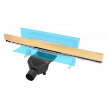 Душевой лоток Berges Wall 600 092156, выпуск горизонтальный, решетка золото глянец