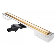 Душевой лоток Berges B1 Keramik 800 092119, выпуск горизонтальный, решетка золото глянец