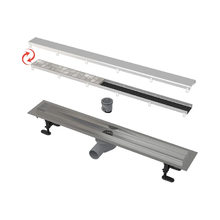 Дренажный канал Alcaplast APZ13-DOUBLE9 AG071401650, 65 см, с двухсторонней решеткой, цвет нержавеющая сталь