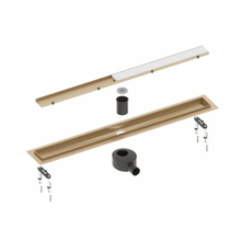 Дренажный канал Timo Drain System DS230207/17, 70 см, с двусторонней панелью plate под плитку, цвет золото матовое