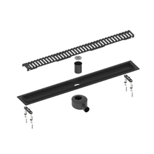 Дренажный канал Timo Drain System DS230107/03, 70 см, с перфорированной решеткой lines, цвет черный матовый