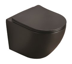 Подвесной безободковый унитаз Azario Grado AZ-0046-MBSP, крышка микролифт, черный матовый