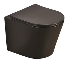 Подвесной безободковый унитаз Azario Teramo AZ-053E-R-MBSP, крышка микролифт, черный матовый