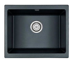 Мойка кухонная Paulmark Gera PM205546-BLM, 55 см, кварцевая, черный металлик