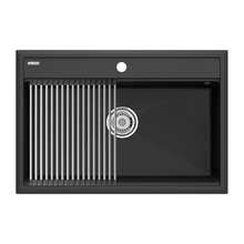 Мойка кухонная Paulmark Stepia 80 PM117551-AN+R375-BS, искусственный камень, с ролл-матом Step, антрацит