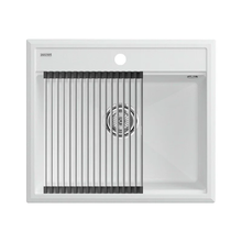 Мойка кухонная Paulmark Stepia 60 PM115951-WH+R375-BS, искусственный камень, с ролл-матом Step, белый