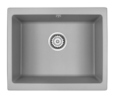 Мойка кухонная Paulmark Gera PM205546-GRM, 55 см, кварцевая, серый металлик