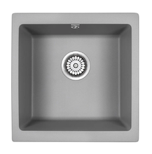 Мойка кухонная Paulmark Gera PM104546-GRM, 45 см, кварцевая, серый металлик