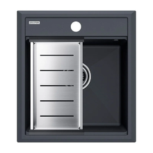 Мойка кухонная Paulmark Stepia 45 PM114651-AN+A375-BS, искусственный камень, с коландером Advance, антрацит/брашированная нержавеющая сталь
