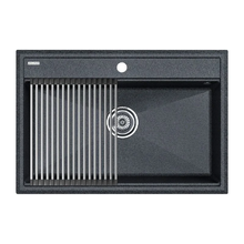 Мойка кухонная Paulmark Stepia 80 PM117551-DG+R375-BS, искусственный камень, с ролл-матом Step, графит