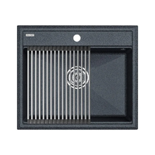 Мойка кухонная Paulmark Stepia 60 PM115951-DG+R375-BS, искусственный камень, с ролл-матом Step, графит