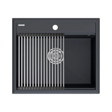 Мойка кухонная Paulmark Stepia 60 PM115951-AN+R375-BS, искусственный камень, с ролл-матом Step, антрацит