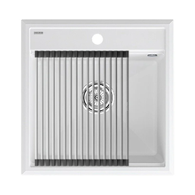 Мойка кухонная Paulmark Stepia 50 PM115051-WH+R375-BS, искусственный камень, с ролл-матом Step, белый